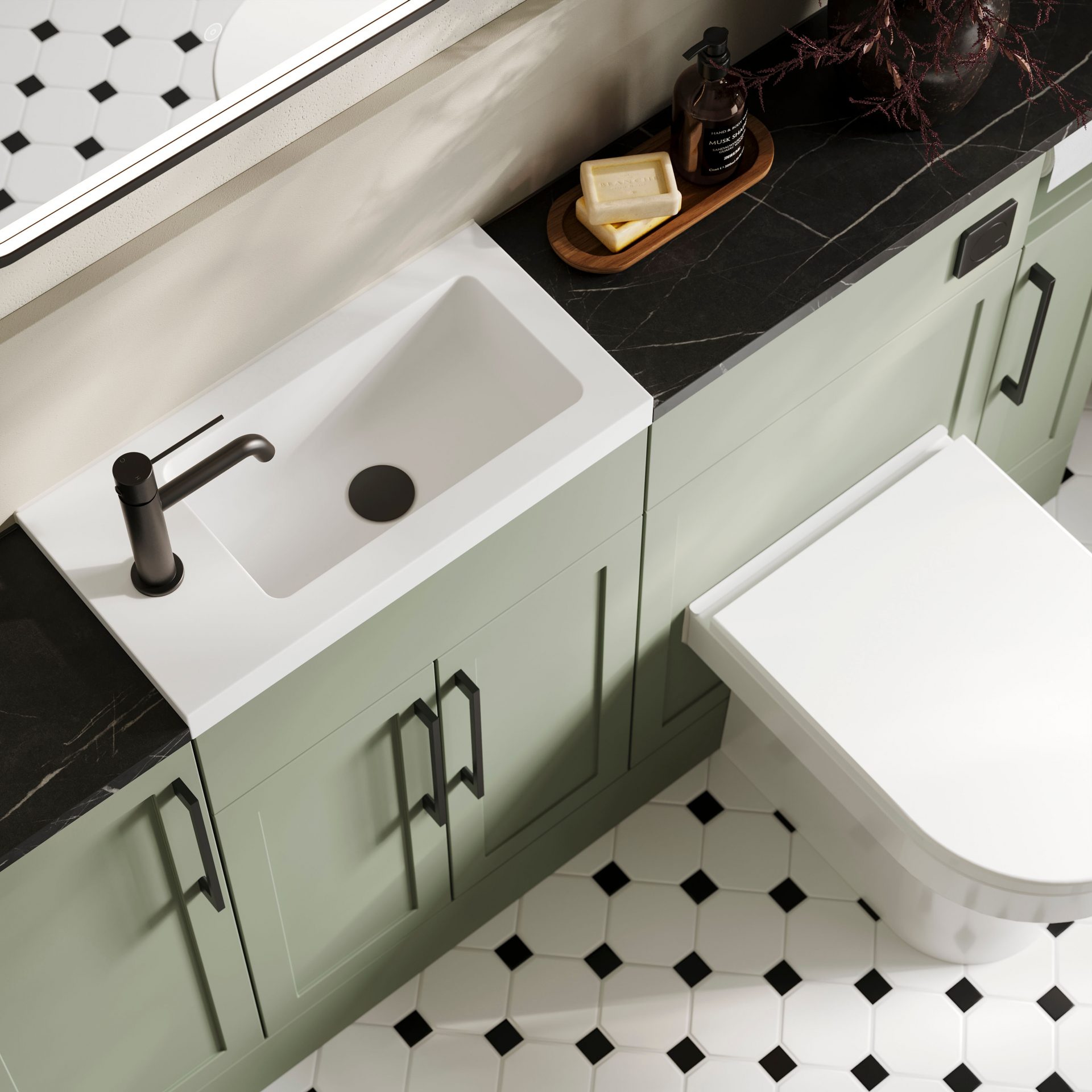 Nuie Lux Fable 600mm 2 Door Slim Floorstanding Unit – Fern Green