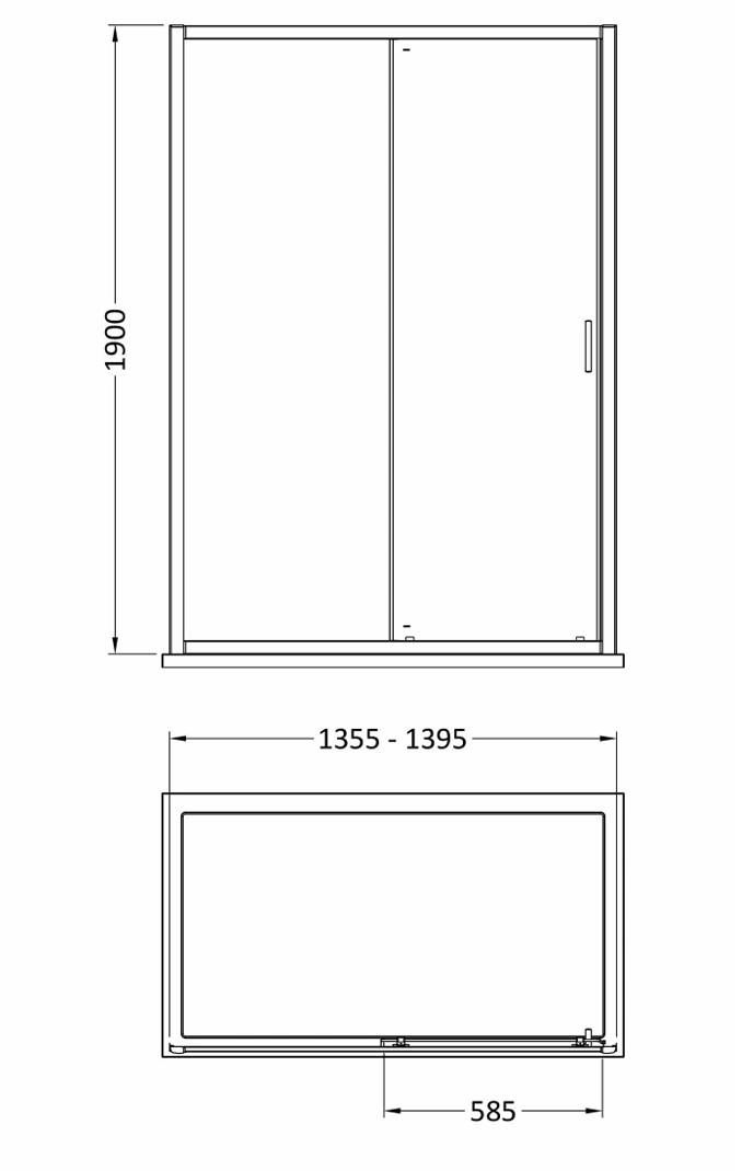 1400 x 800mm Brushed Brass Single Sliding Shower Enclosure With White Tray