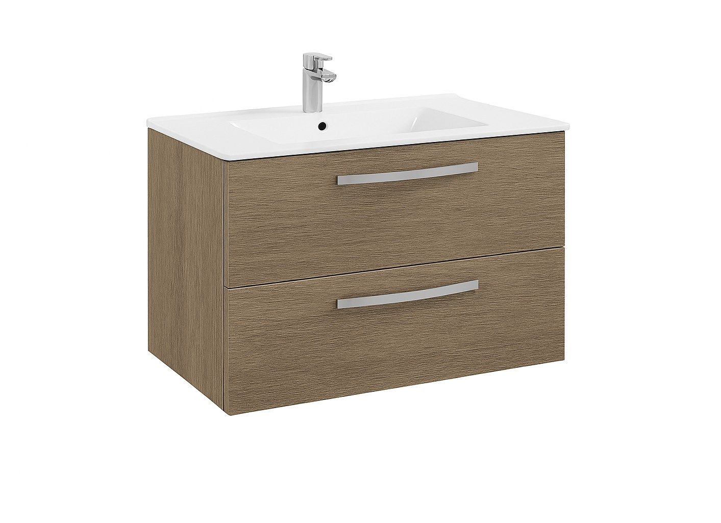Aqua Aquatrend 800mm 2 Drawer Wall Hung Unit & Basin – Oak