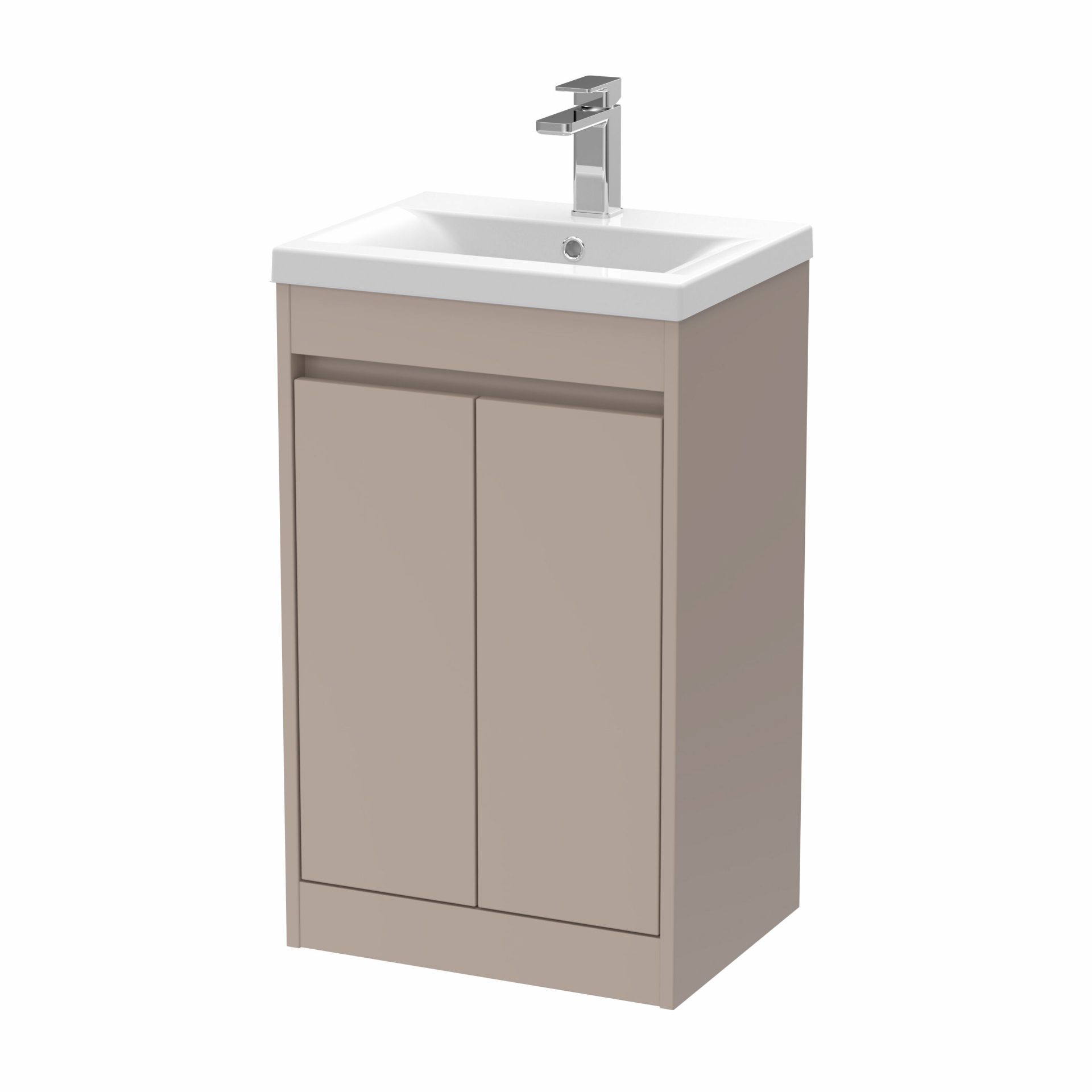 Nuie Havana 500mm 2 Door Floor Standing Unit & Mid-Edge Basin – Soft Linen