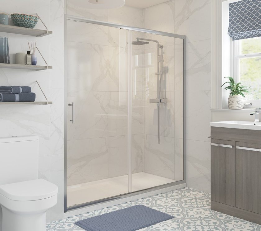 MyBathrooms Optimum Original Sliding Door Shower Enclosure – Chrome