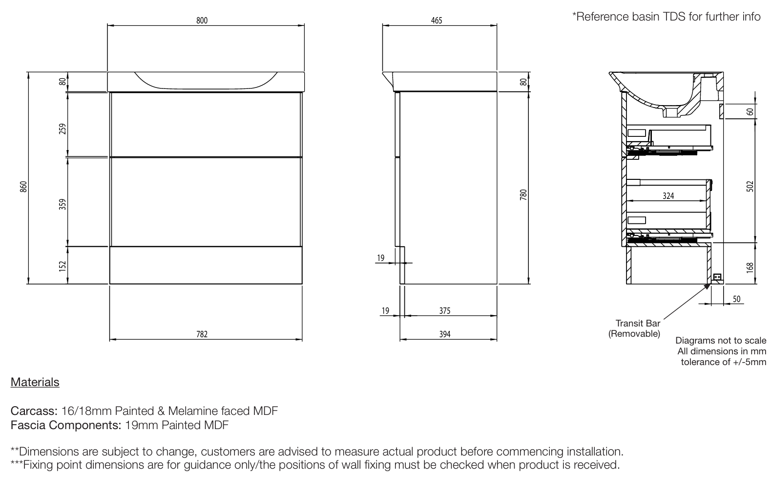 Roper Rhodes Academy 800mm 2 Drawer Freestanding Unit & Basin – Gloss White