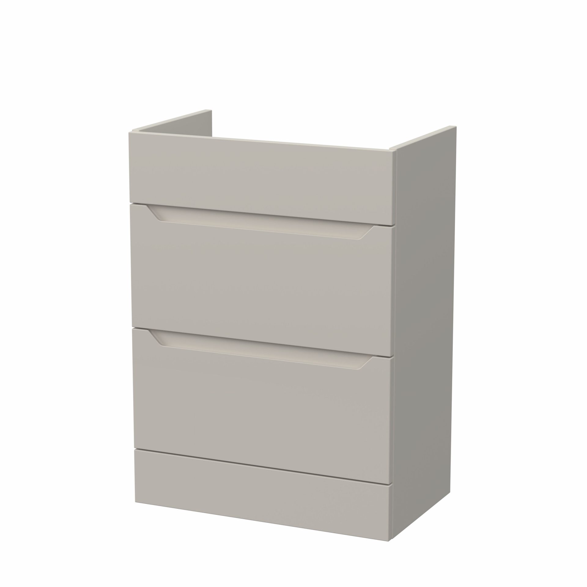 Nuie Lux Loave 600mm 2 Drawer Standard Floorstanding Unit – Pebble Grey