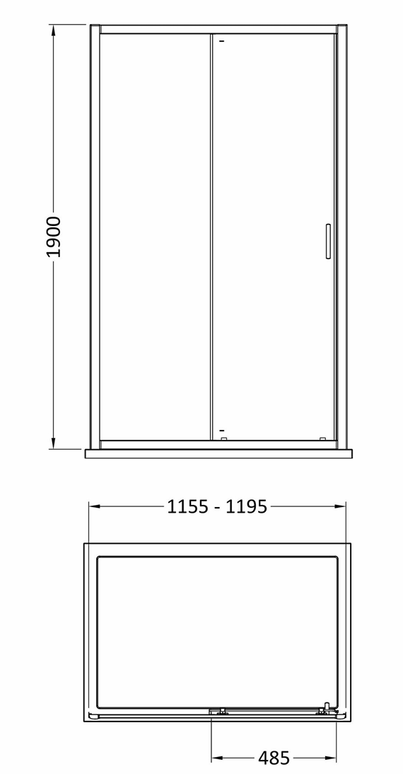 1200 x 800mm Brushed Brass Single Sliding Shower Enclosure With White Tray