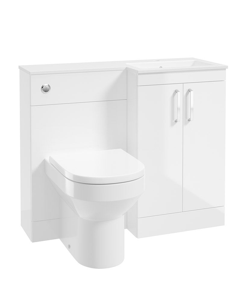 Sonas Corta 1000mm Right Hand Combination Two Door Vanity Unit – Gloss White