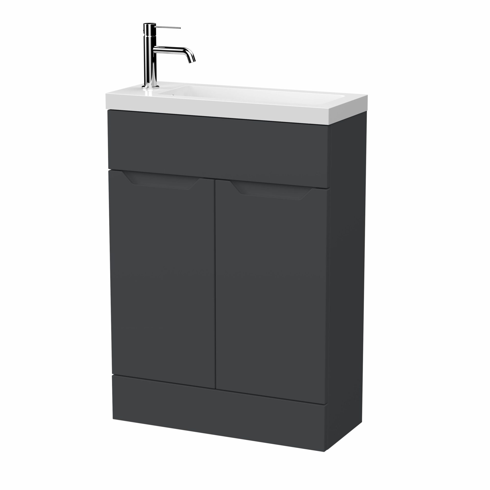 Nuie Lux Loave 600mm 2 Door Slim Floorstanding Unit – Soft Black