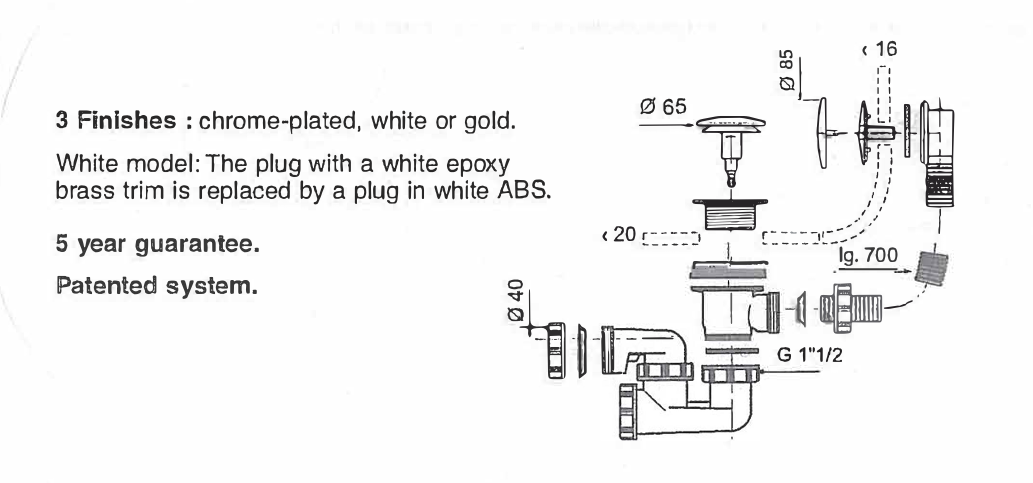 Eastbrook Push Button Bath Waste & Overflow – Chrome