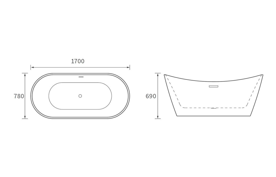 MyBarhrooms Modena Freestanding 1700x780x690mm Bath – White