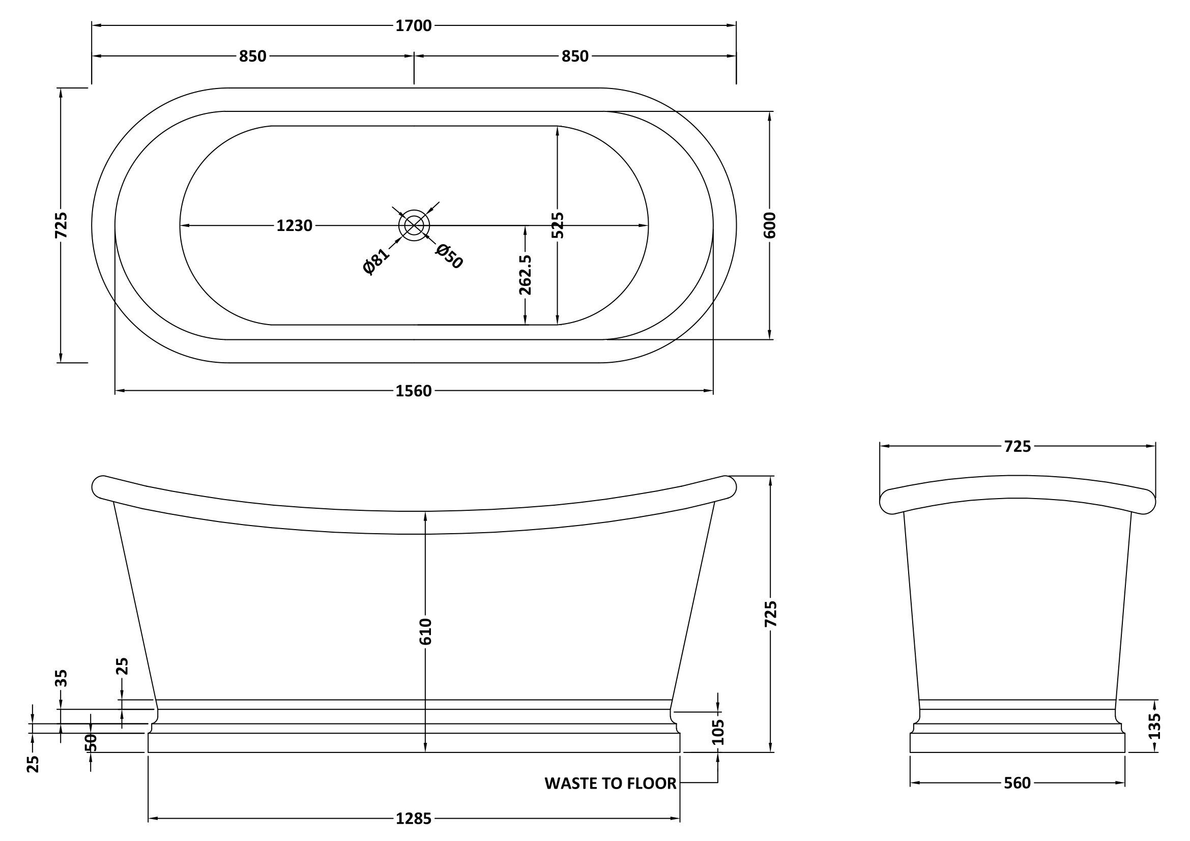 BC Designs Patinata 1700mm Copper Boat Freestanding Bath
