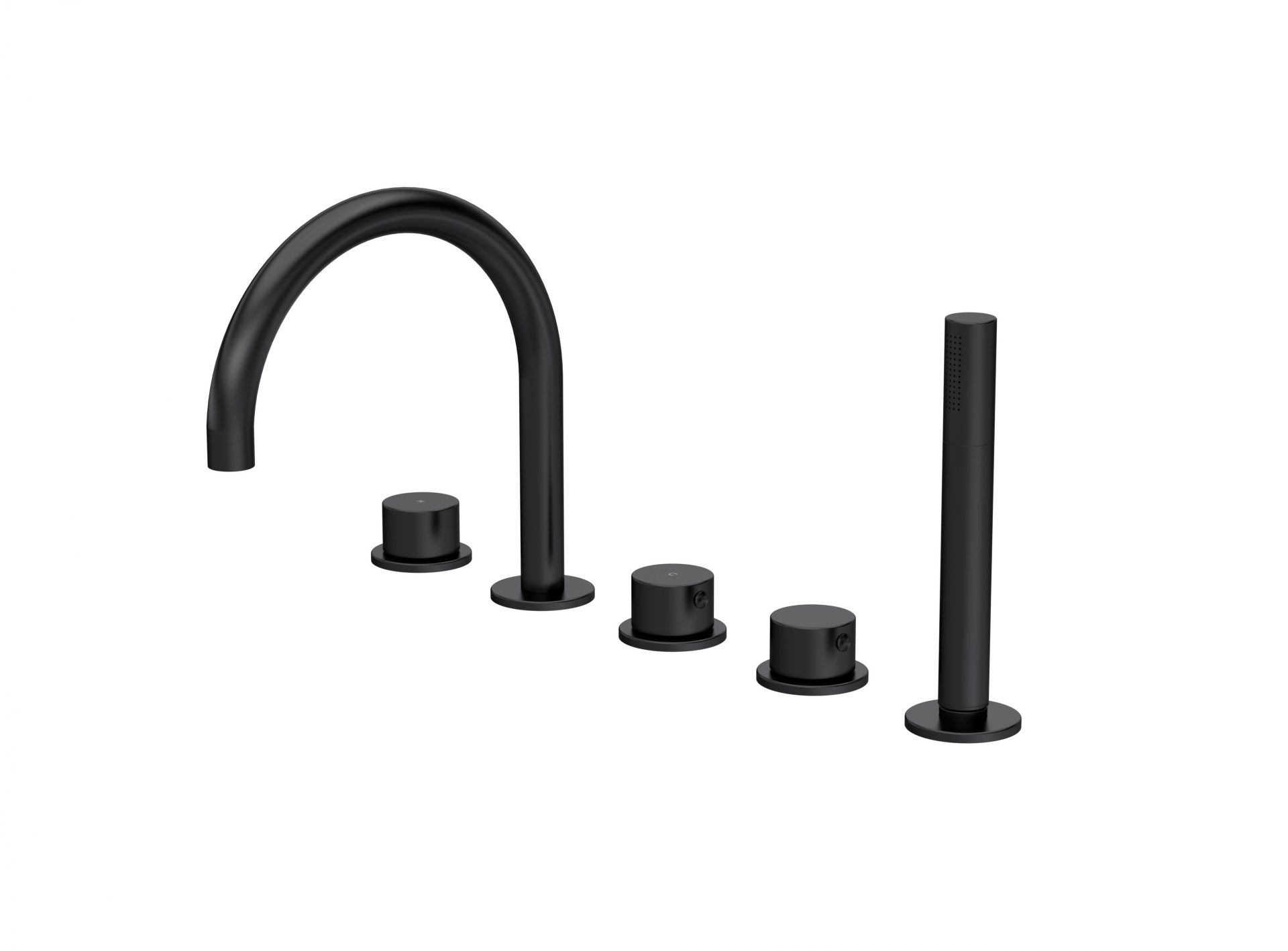 Nuie Lux Steeple 5TH Deck Mounted Bath Shower Mixer (C Spout) – Matt Black