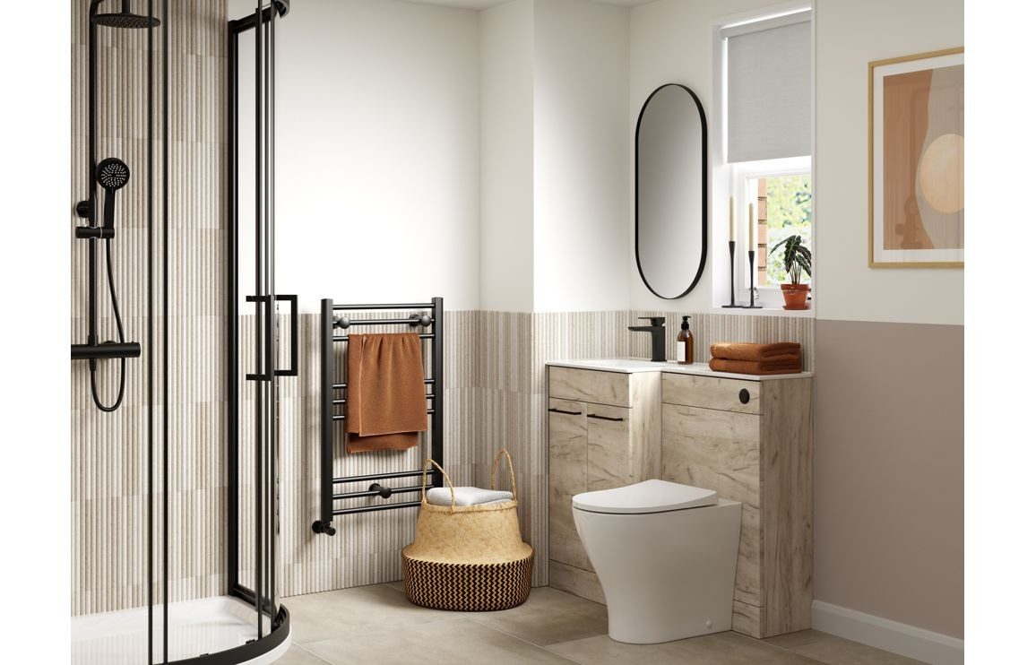 MyBathrooms Accents 1000mm Floorstanding L-Shape Pack & Basin – Oak