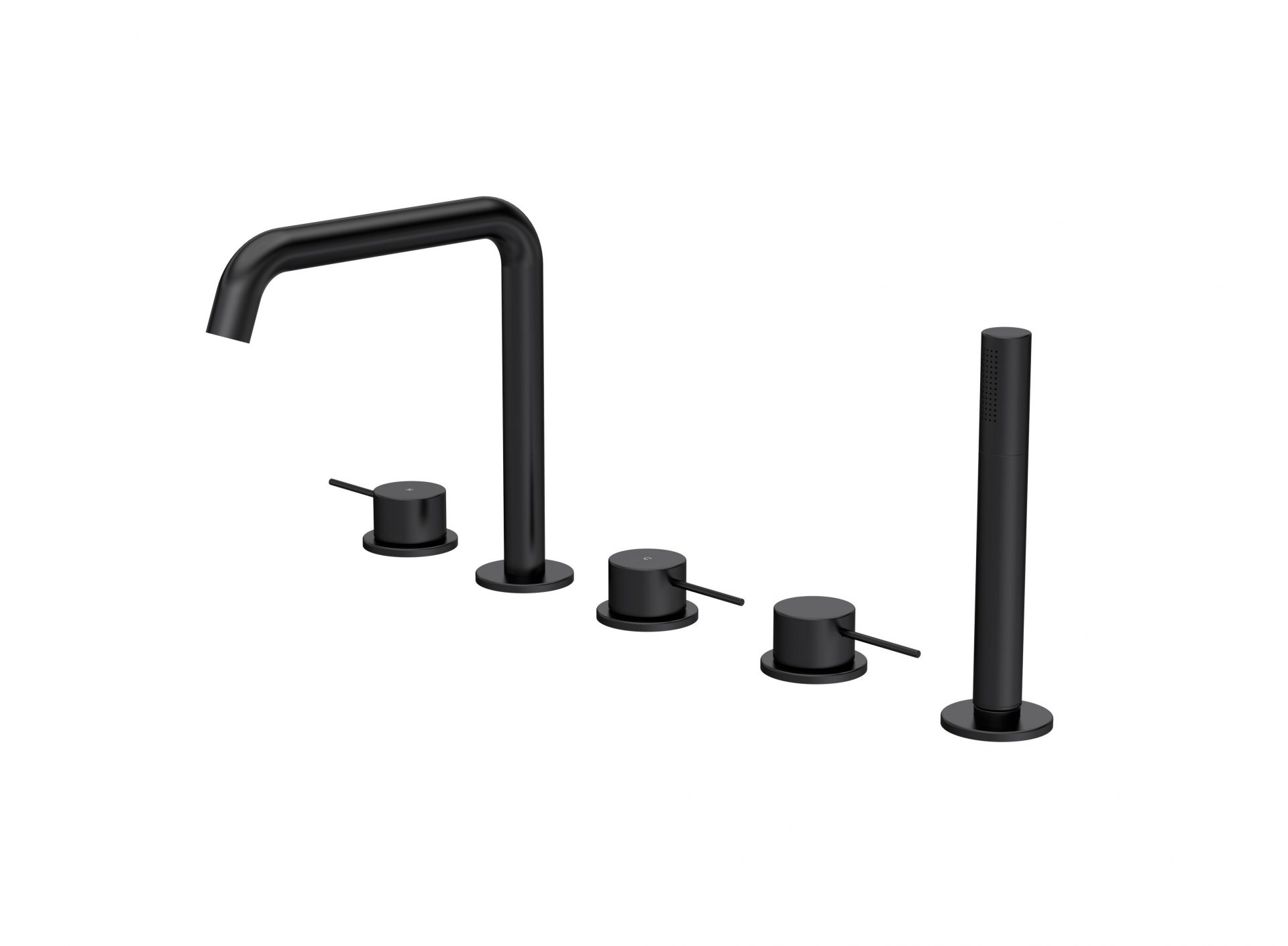 Nuie Lux Riven 5TH Deck Mounted Bath Shower Mixer (P Spout) – Matt Black