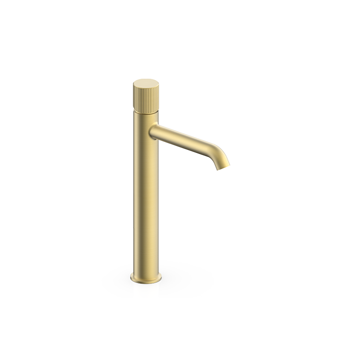 Tissino Esclusiva Arturo Tall Basin Mono Tap with Fluted Handle – Brushed Brass
