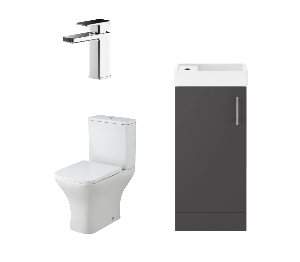 400mm Gloss Grey Floor Standing Cloakroom Suite