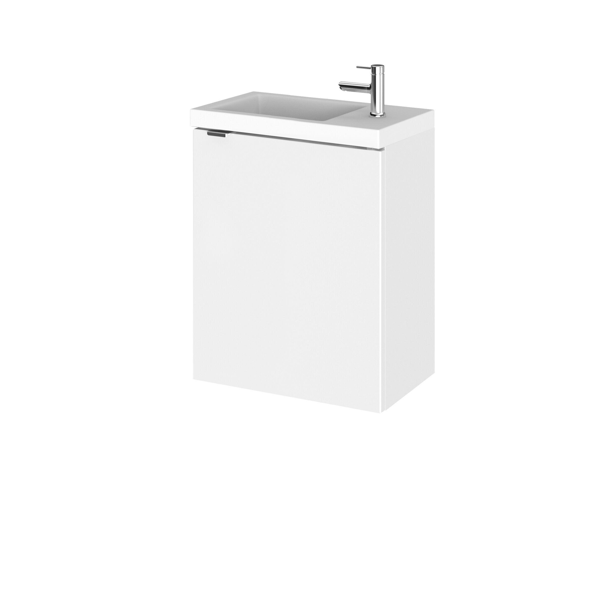 Hudson Reed Fusion Slimline 400mm 1 Door Wall Hung Vanity Unit & Basin – Gloss White