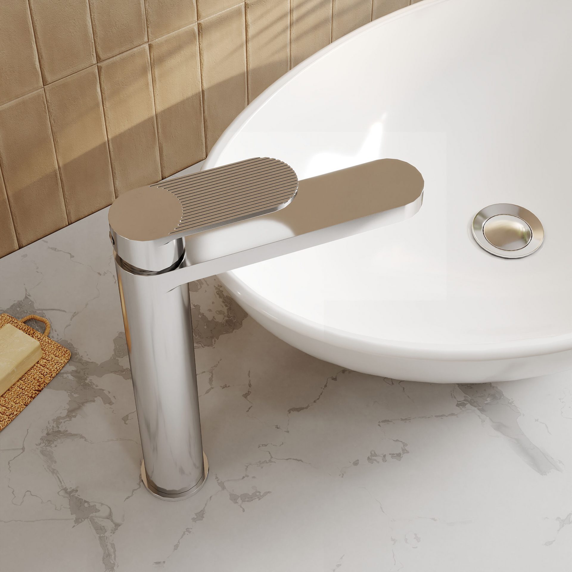 Nuie Cyprus Fluted Tall Mono Basin Mixer – Chrome