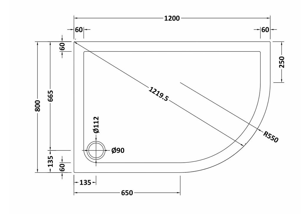 1200 x 800mm Brushed Brass Right Hand Offset Quadrant Shower Enclosure With White Tray and Waste