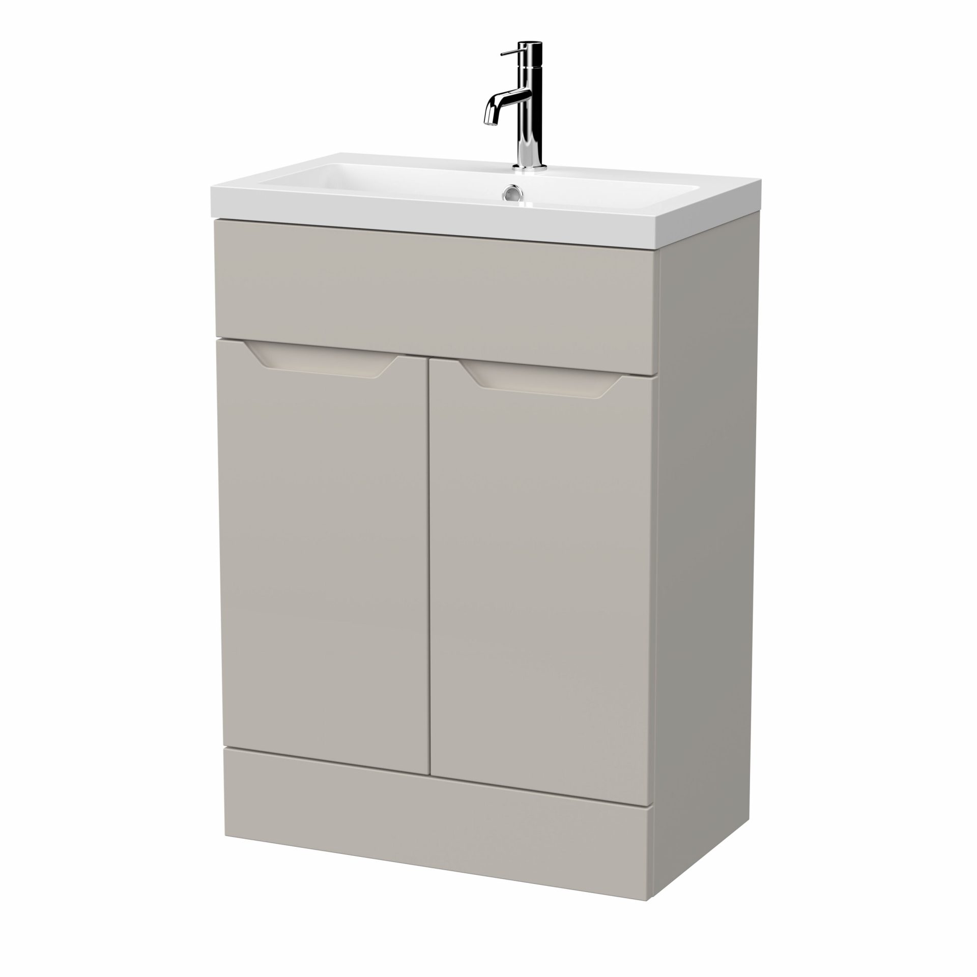 Nuie Lux Loave 600mm 2 Door Standard Floorstanding Unit – Pebble Grey