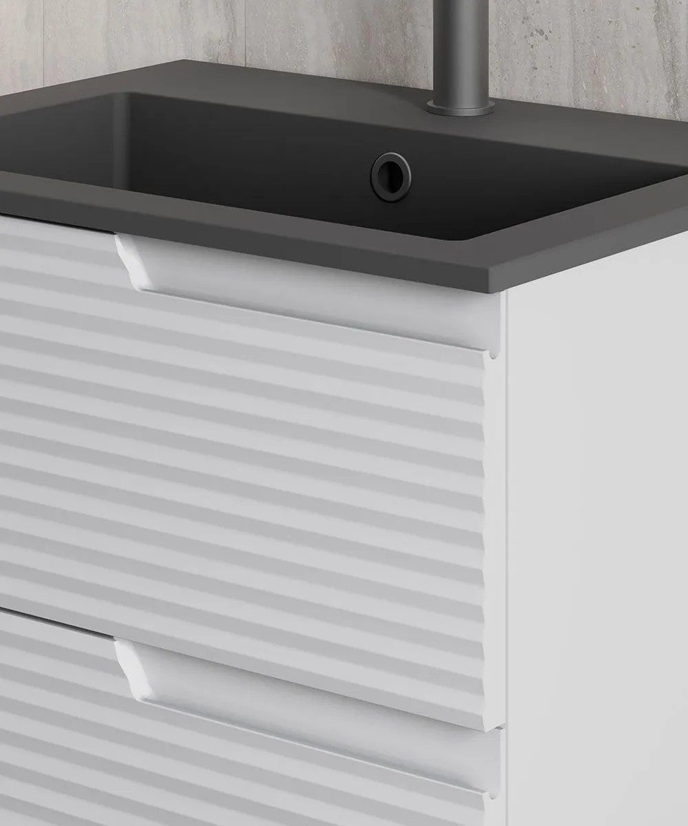 Qualitex Civetta 600mm 2 Drawer Wall Hung Unit & Basin – Matt White