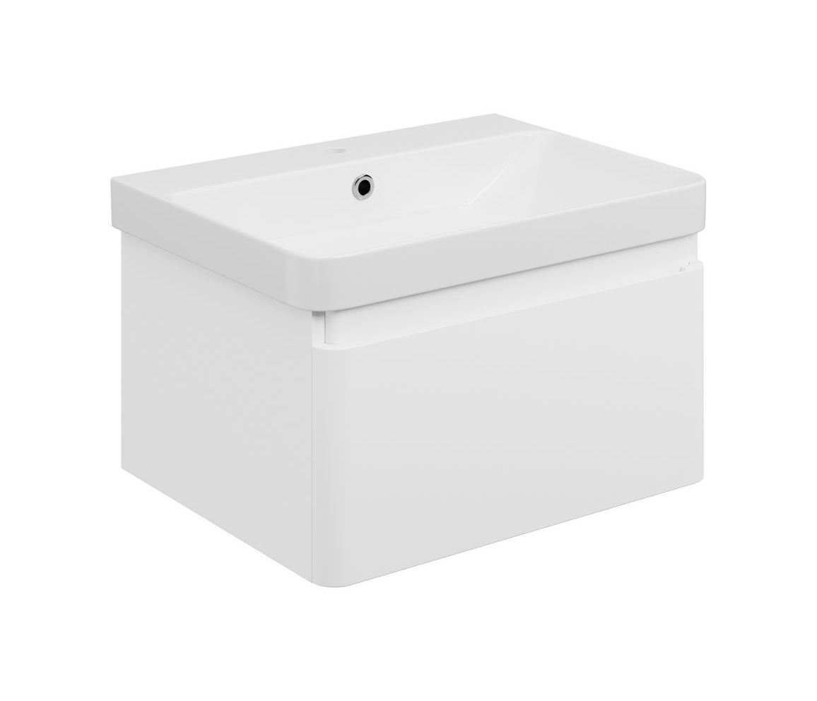 MyBathrooms Clara 605mm 1 Drawer Wall Hung Unit & Basin – Matt White