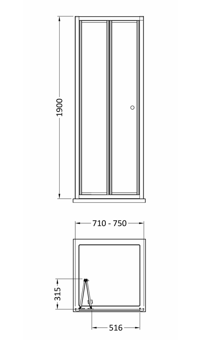 760 x 760mm Brushed Brass Bi-fold Door Shower Enclosure With White Tray