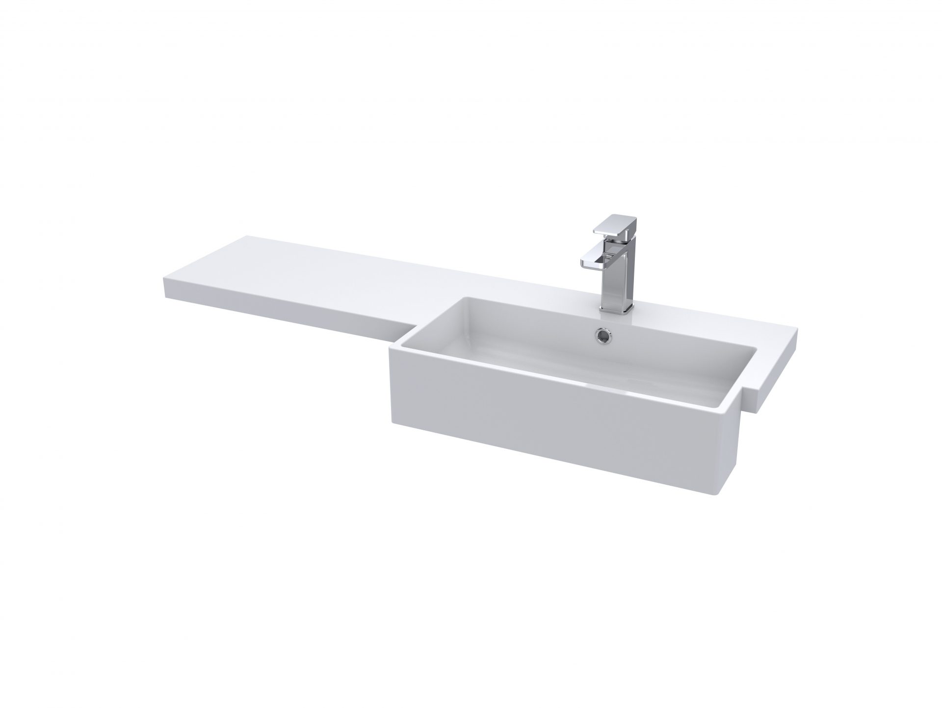 Nuie Lux 1TH 1100mm Square Right Hand Polymarble Semi-Recessed Basin