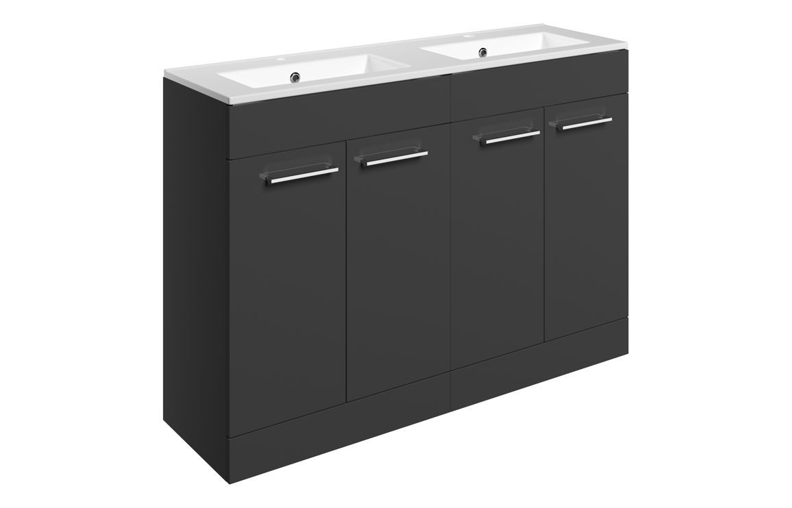 MyBathrooms Otley 1210mm 4 Door Floorstanding Unit & 2TH Thin Edge Basin – Anthracite Gloss