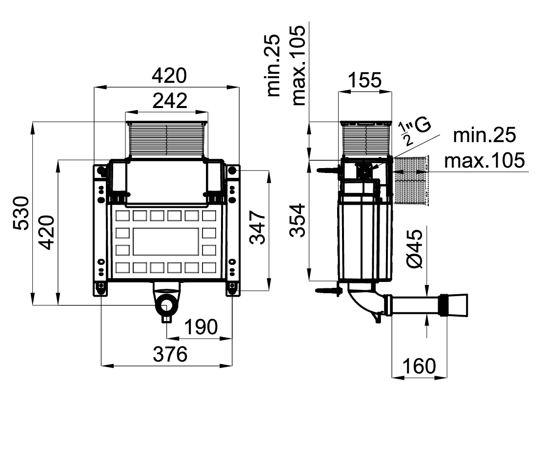 Porcelanosa Noken Smart Line Concealed Cistern Wc Free-standing Reduced Height