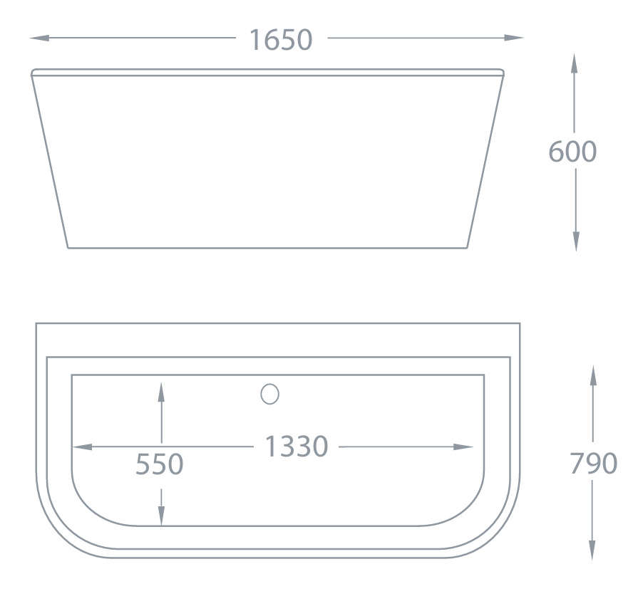 Qualitex Iconic Baths Cornell Freestanding Bath 1650x790mm