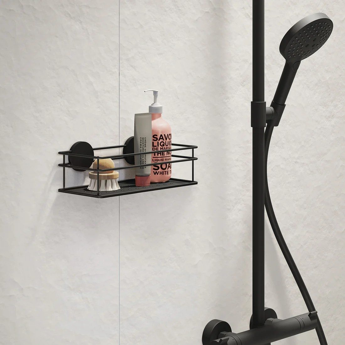 Smedbo Beslagsboden Shower Basket, Self-adhesive – Black