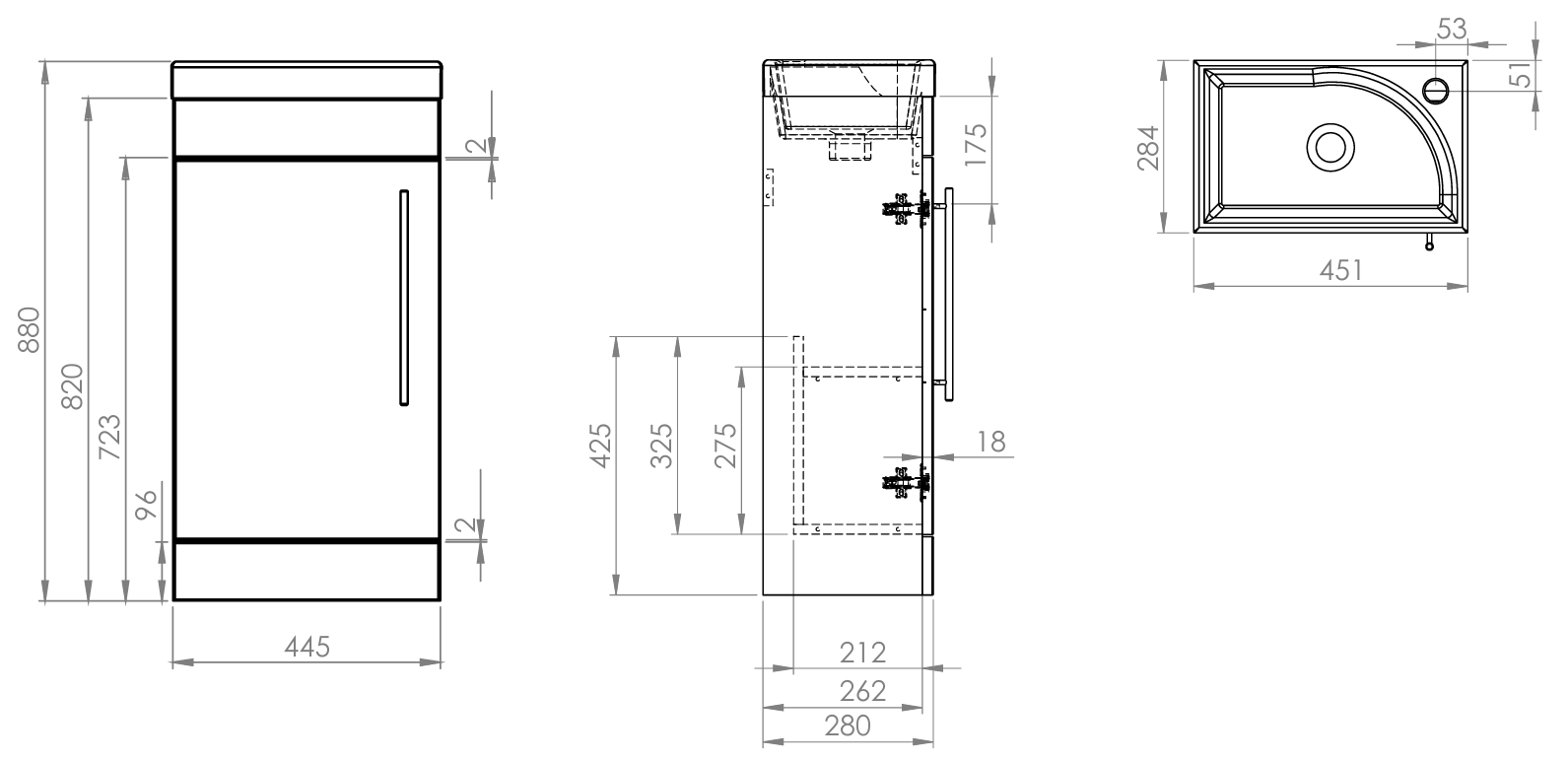 Roper Rhodes Esta 450mm Cloakroom Floor Standing Unit & Basin – Matt Carbon