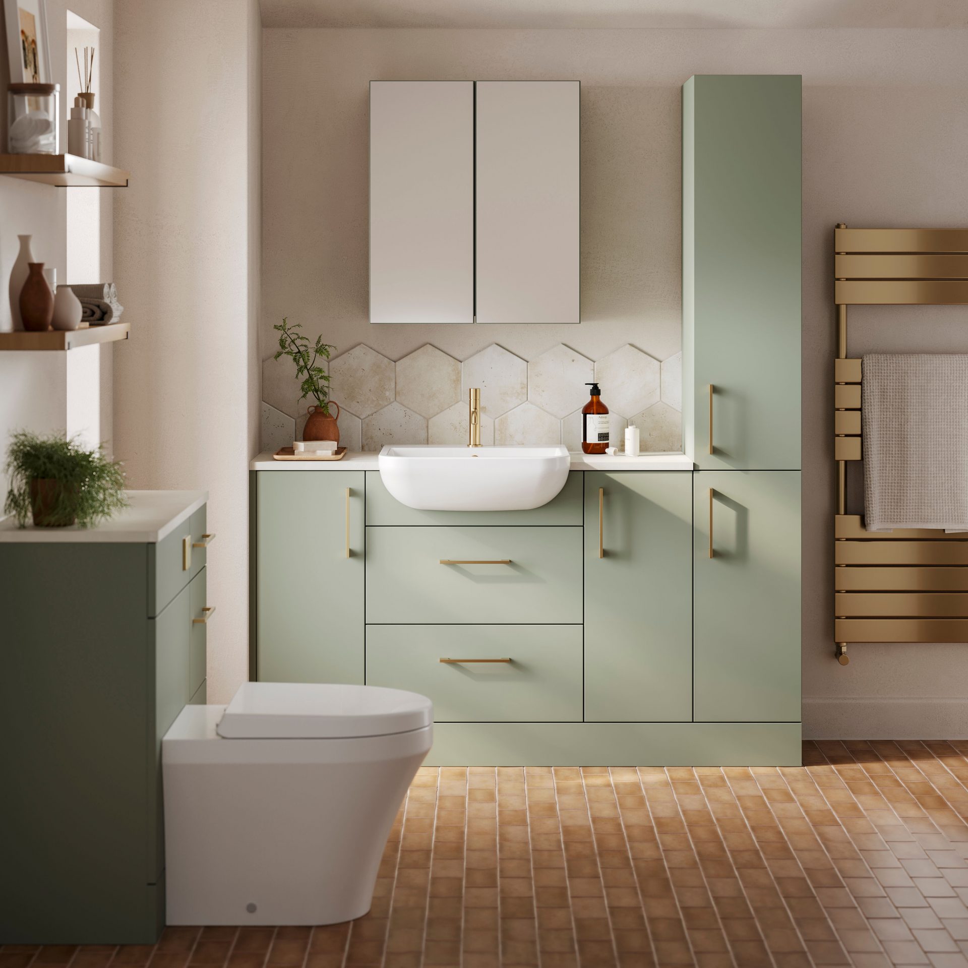 Nuie Lux 1TH 500mm Ceramic Square Semi-Recessed Basin