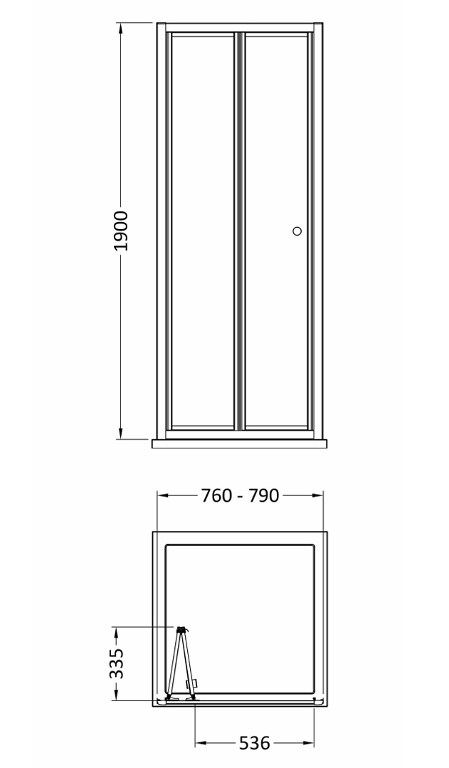 800 x 800mm Brushed Brass Bi-fold Door Shower Enclosure With White Tray