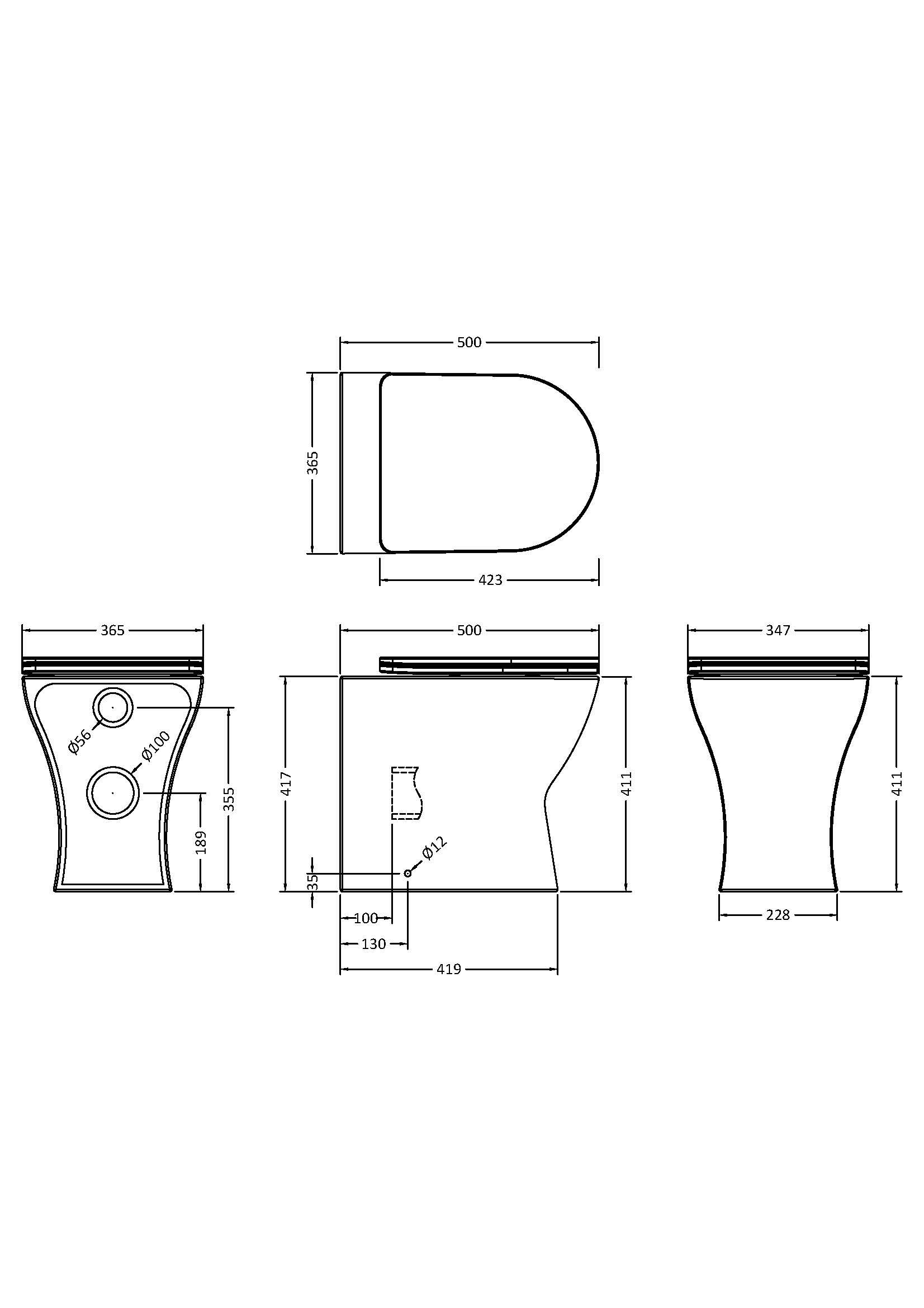 Nuie Lux Rimless Back to Wall Pan & Soft Close Seat