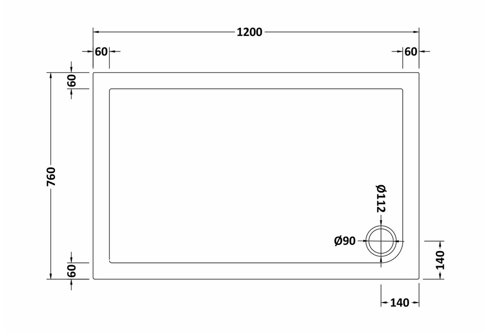 1200 x 760mm Brushed Brass Single Sliding Shower Enclosure With White Tray and Waste