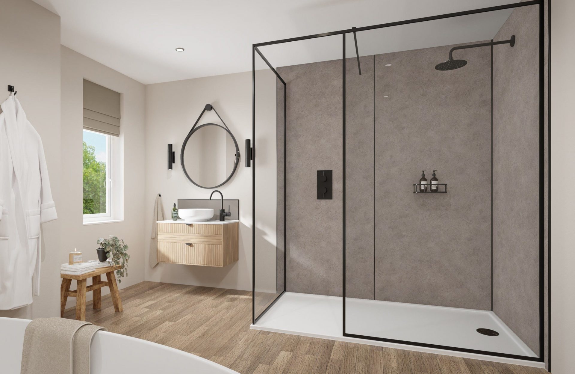 Wetwall Mermaid Collection Wall Panel – Greige Stone Stone Finish