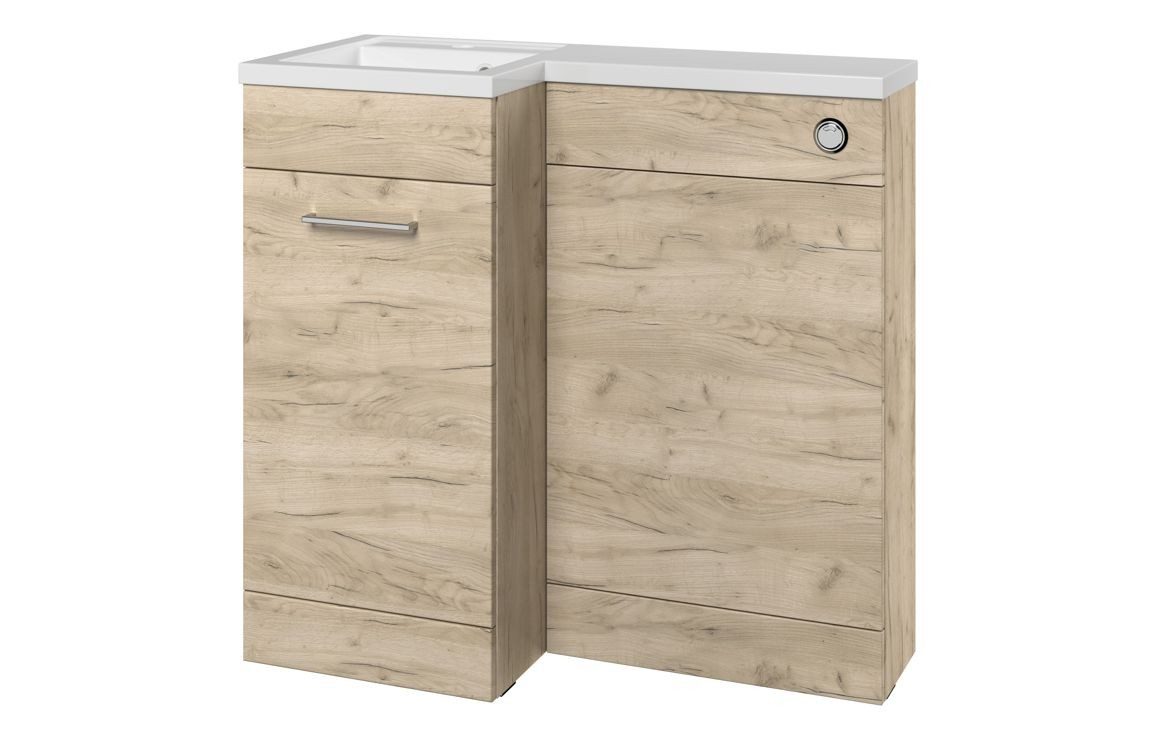 MyBathrooms Accents 900mm Floorstanding L-Shape Pack & Basin – Oak