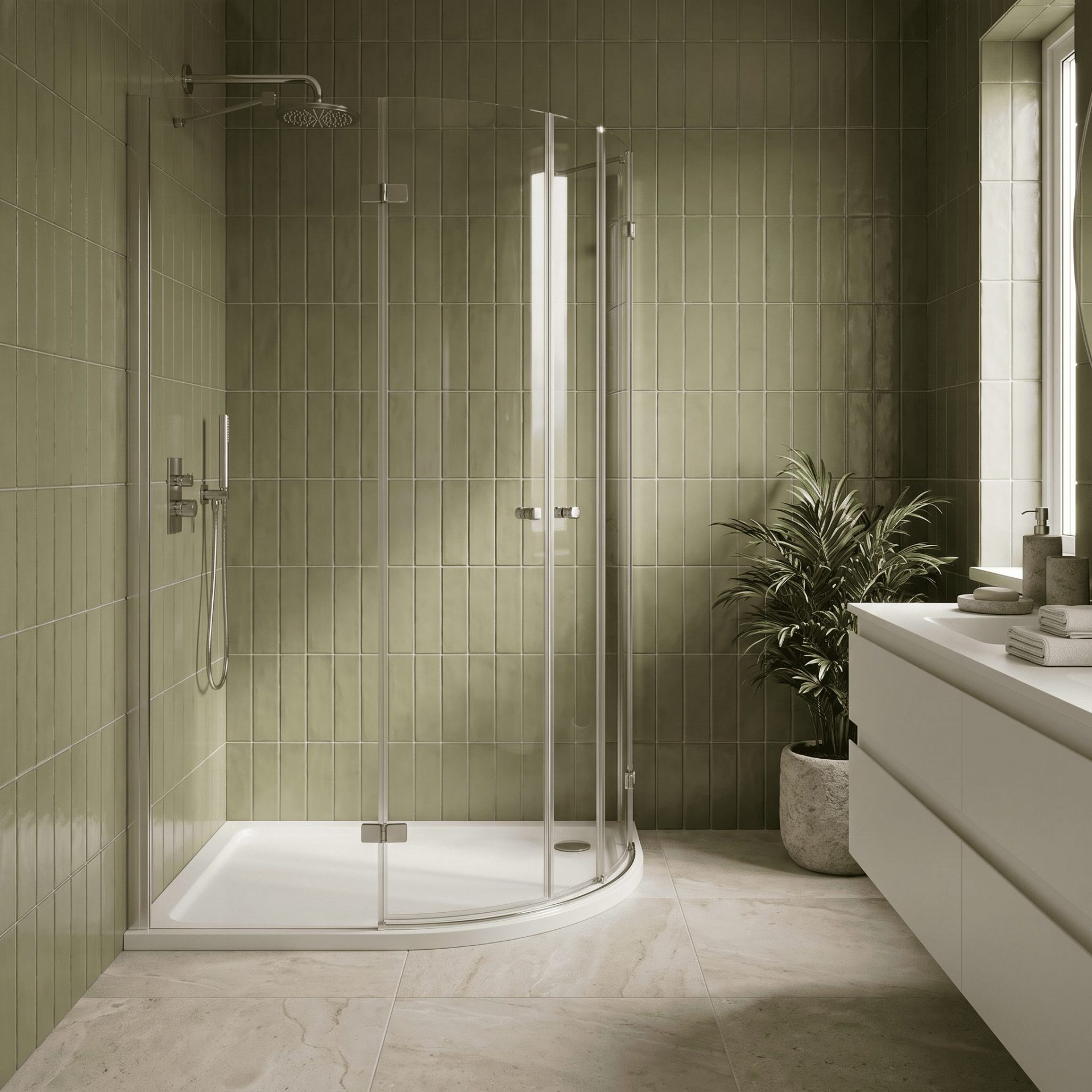 Nuie 40mm Slimline Offset Quadrant Shower Tray – Gloss White