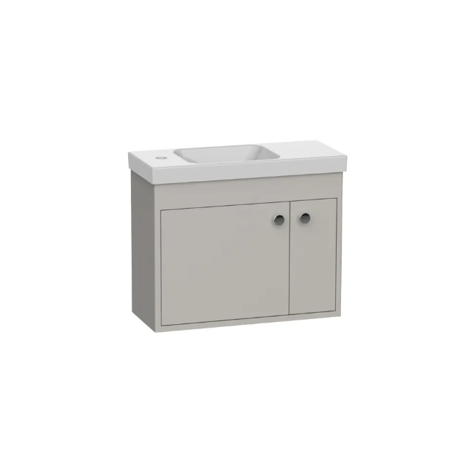 R2 Klein 600mm 2 Door Wall Mounted Vanity Unit & Basin – Matt Fossil