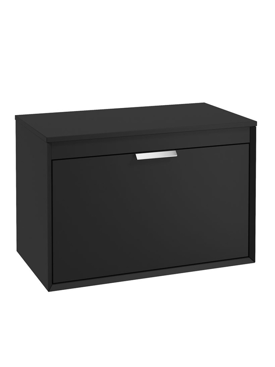 Sonas Fjord 800mm 2 Drawer (One Concealed) Wall Hung Countertop Vanity Unit – Matt Black