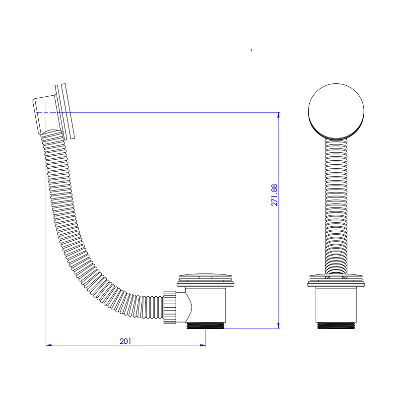 Abacus Bath Click Waste, EZ Clean – Brushed Brass