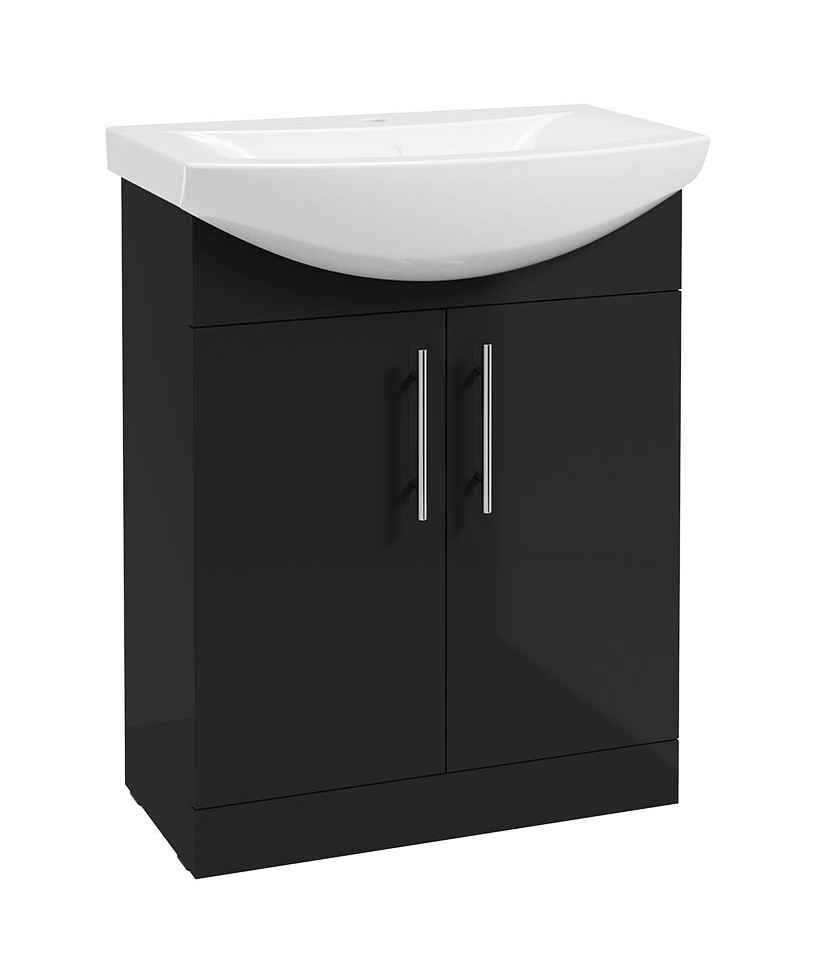 Sonas Select Strata Classic 650mm 2 Door Floorstanding Vanity Unit & Basin – Gloss Black