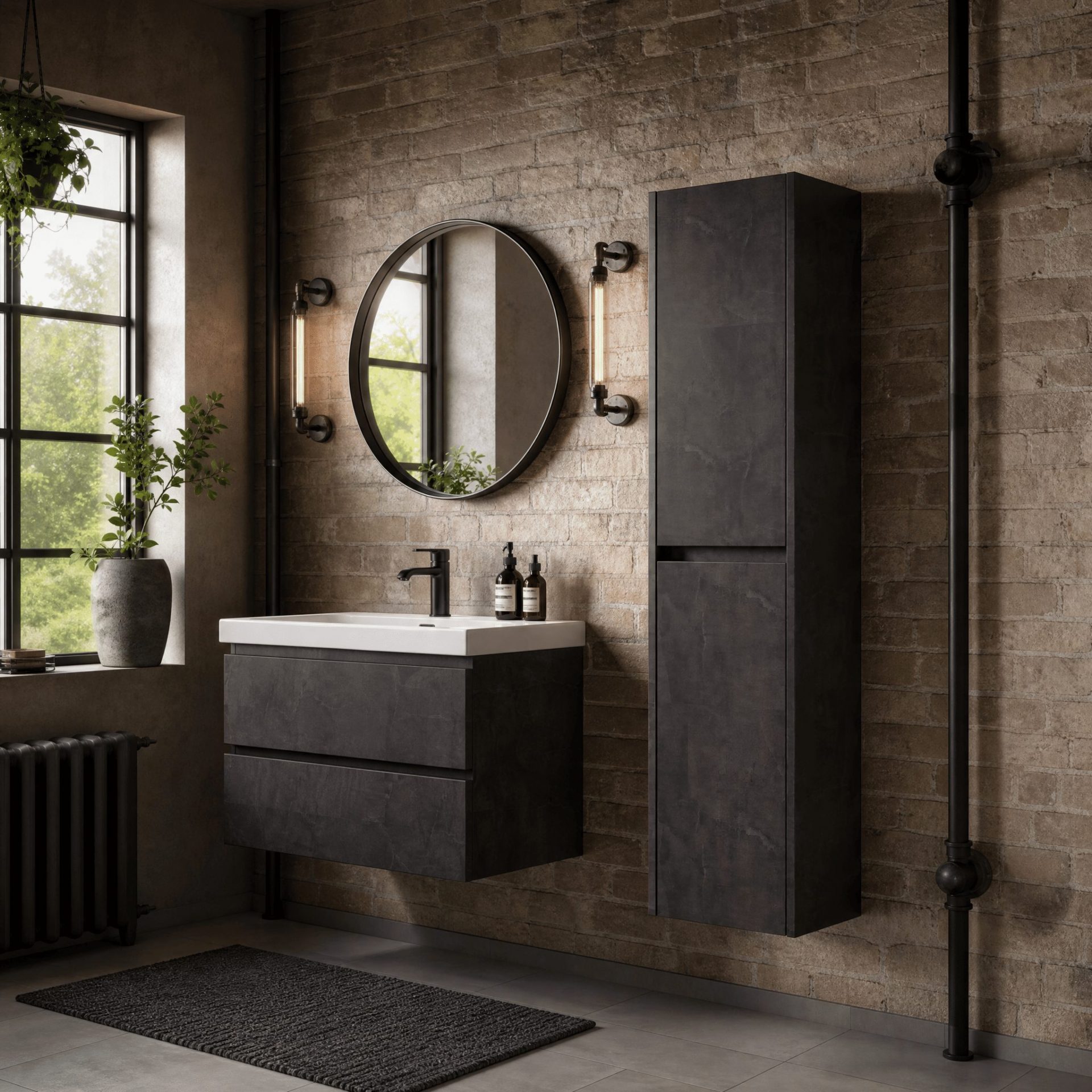 Nuie Havana 350mm Wall Hung Tall Cabinet – Metallic Slate