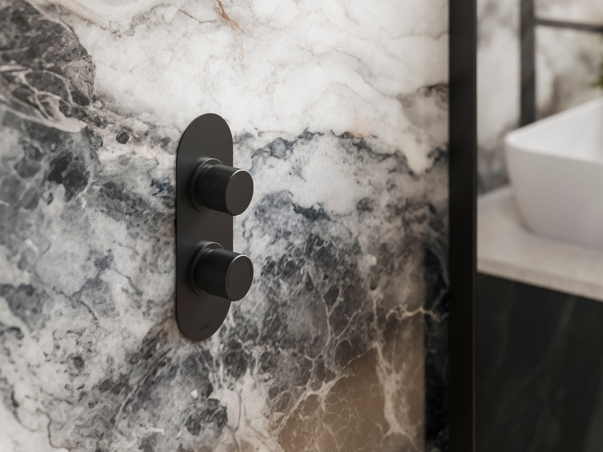Nuie Lux Esker Single Outlet Thermostatic Shower Valve – Matt Black
