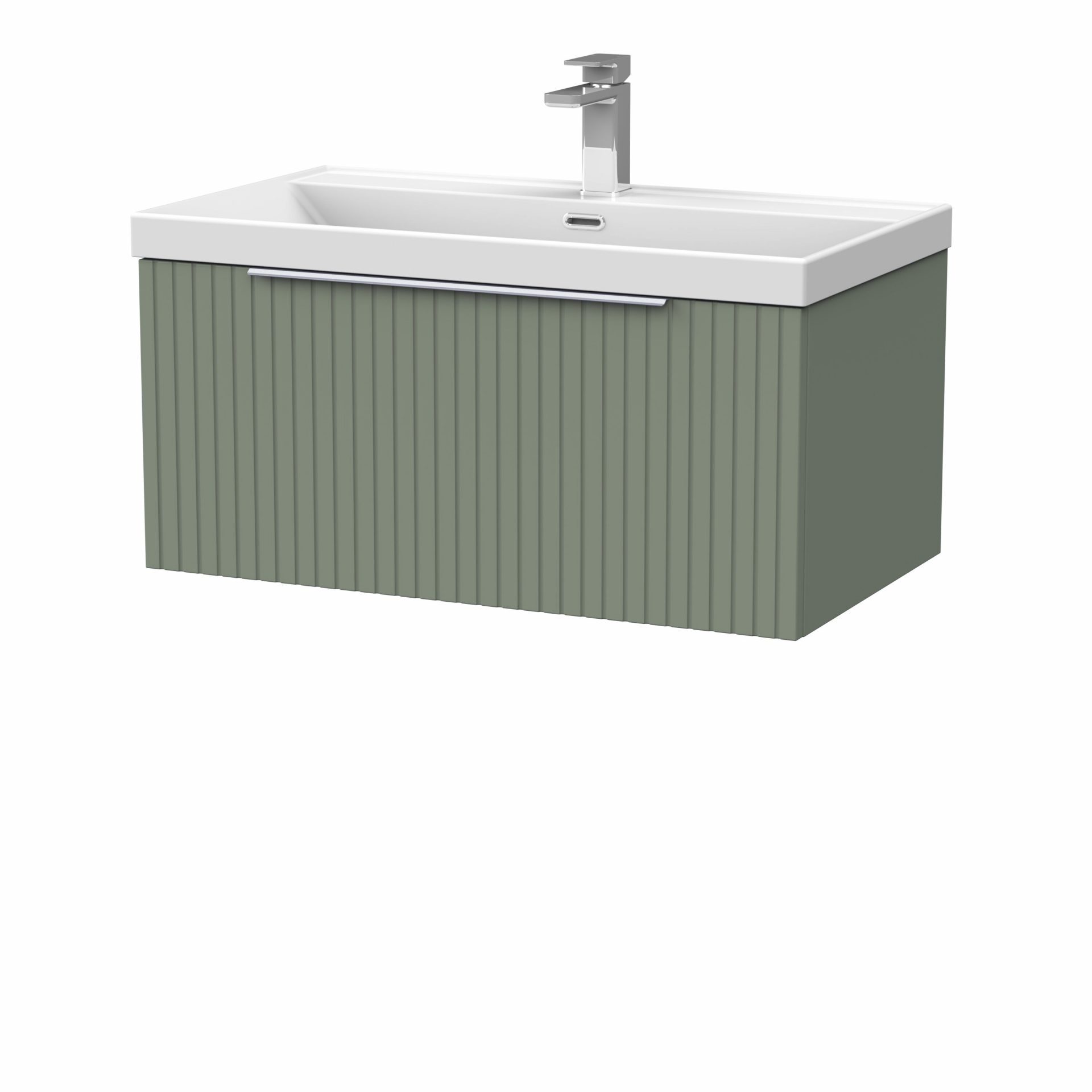 Nuie Lux Flume 800mm 1 Drawer Wall Hung Vanity Unit – Fern Green