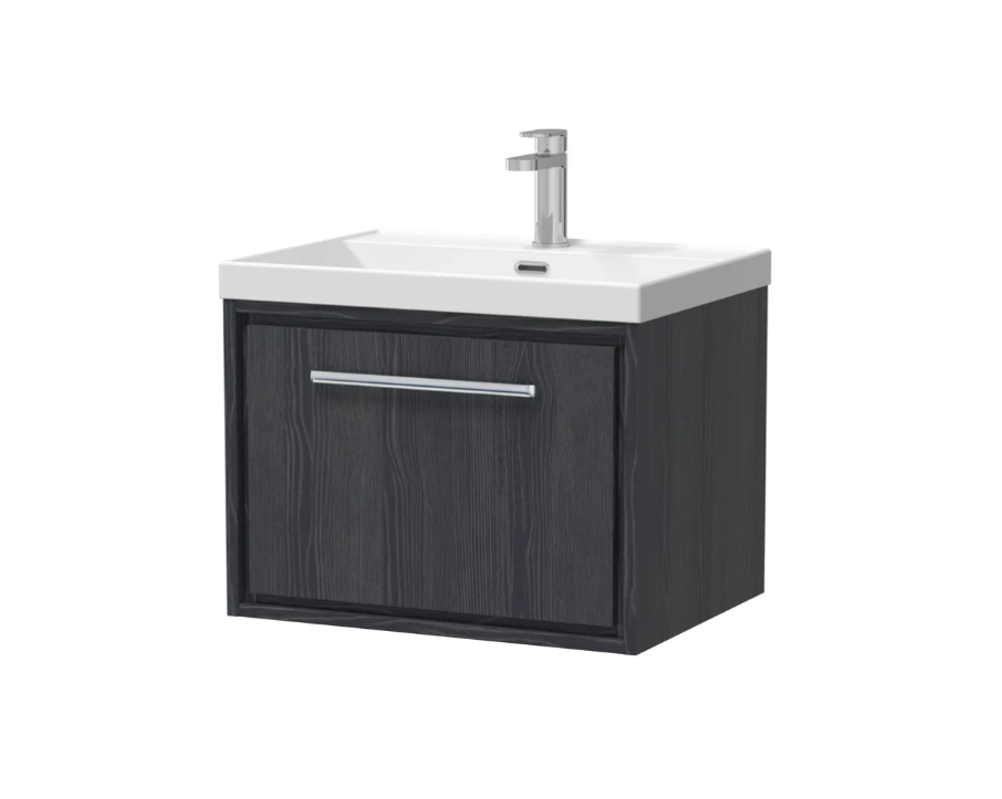 Hudson Reed Lille 600mm 1 Drawer Wall Hung Vanity Unit & Optional Basin – Graphite Grey