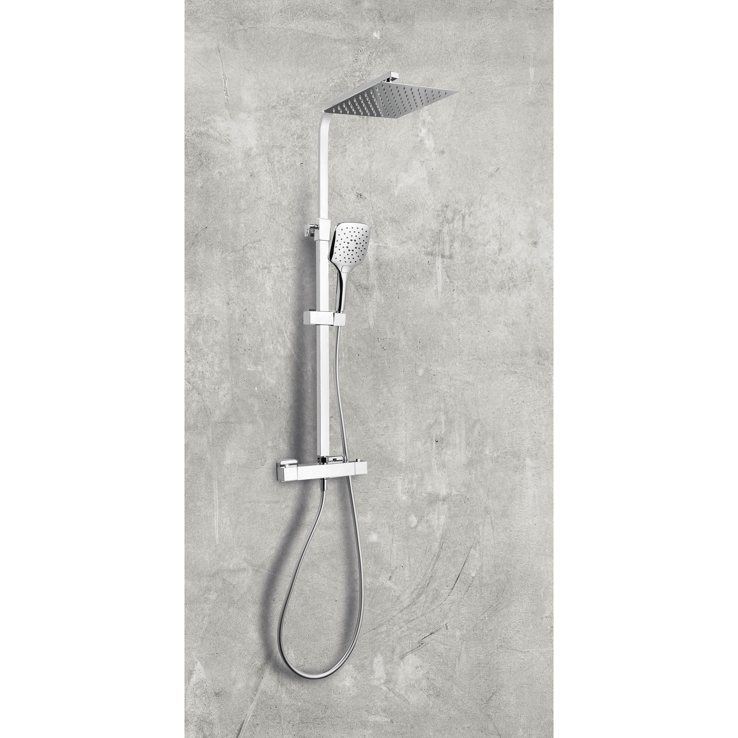 Scudo Heiler Square Cool Touch Rigid Riser Shower – Chrome