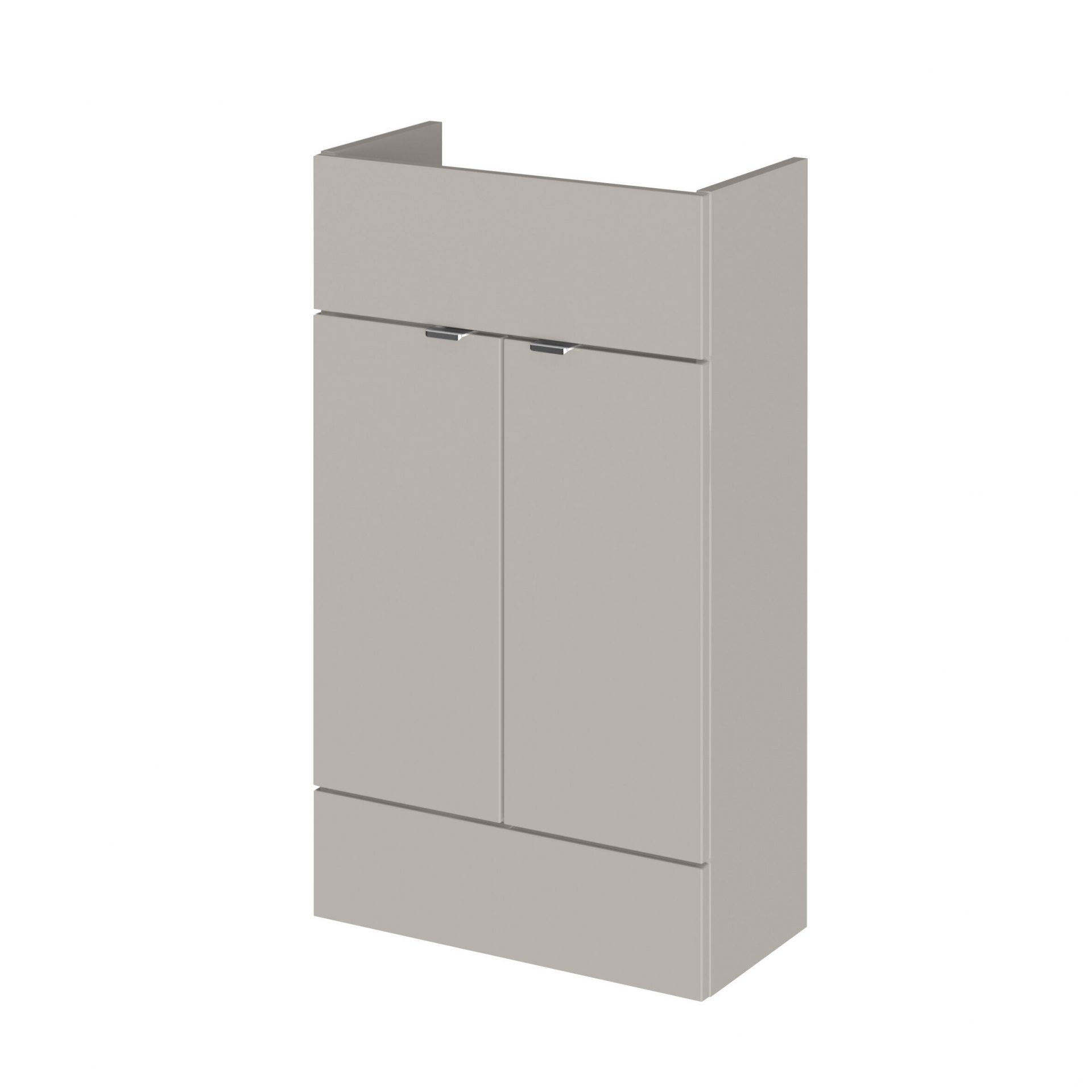 Hudson Reed Fusion Slimline 500mm 2 Door Floor Standing Vanity Unit – Pebble Grey