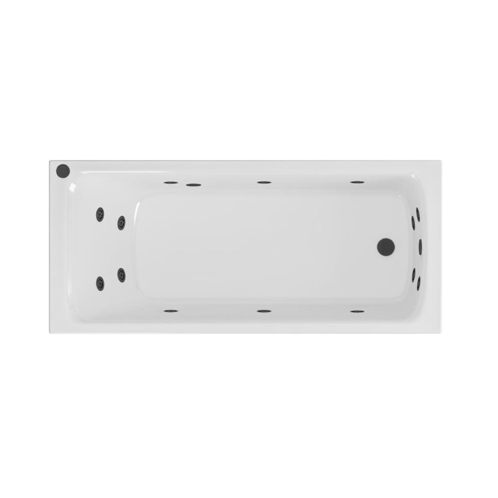 Eastbrook Beauforte Portland Single Ended 14 Jet Whirlpool Bath 1650x750x440mm – Matt Black