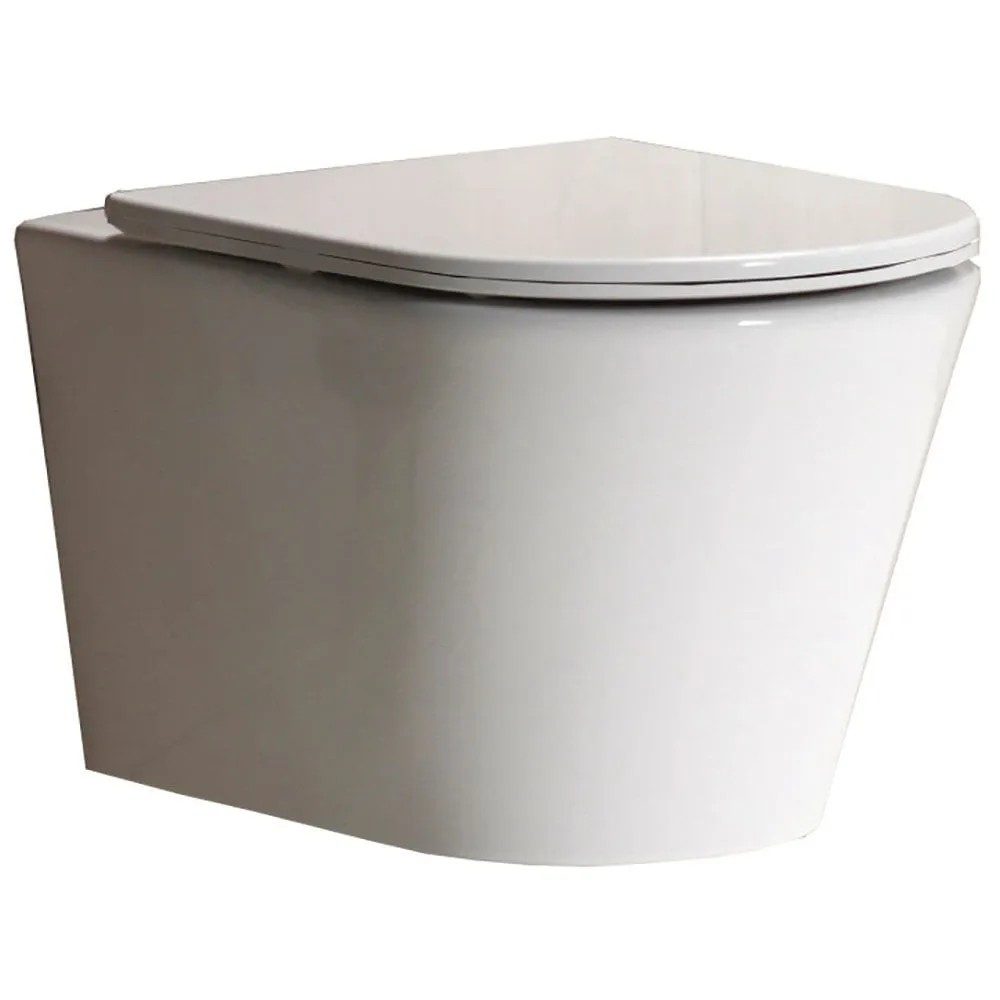 Qualitex Oregon Rimless Wall-Hung Pan & Soft Close Seat